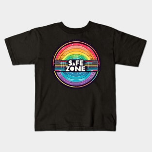LGBT Safe zone Sign Rainbow Retro Kids T-Shirt
